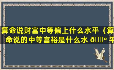 算命说财富中等偏上什么水平（算命说的中等富裕是什么水 🐺 平）